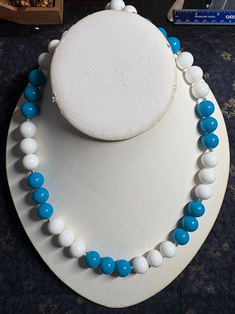 Beaded Necklaces Blue/White